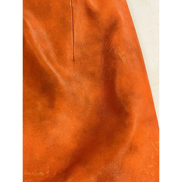 Moschino Cheap and Chic Vintage Knee-Length Orange Leather Pencil Skirt Sz 8 - Picture 14 of 16